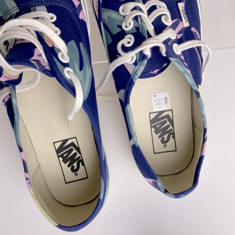 Vans floral blue low top sneakers shoes size 10 - Picture 3 of 9